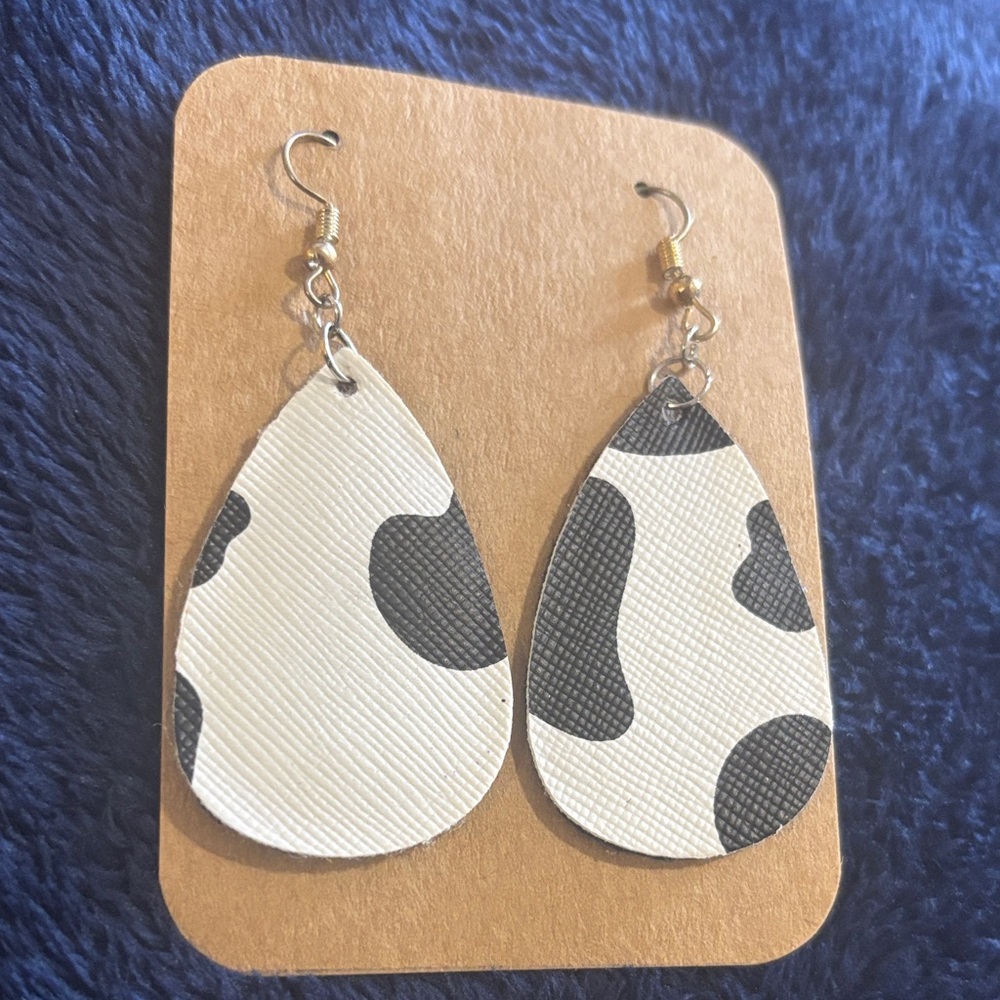 Cow Print Teardrop Earrings